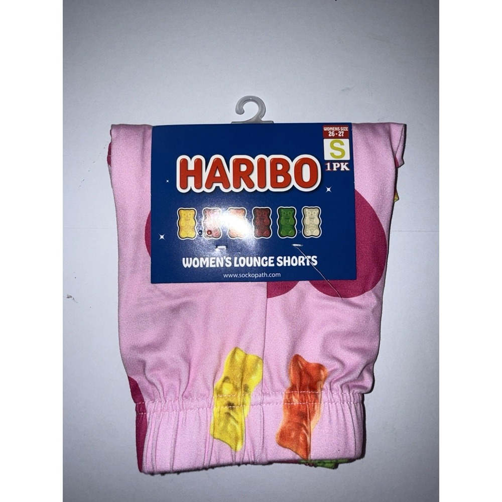 Haribo Women's Lounge Shorts Size S Pink Gummy Bear Print Stretch Pajama NWT